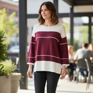 Liz Claiborne Burgundy and White Women's Sweatshirt